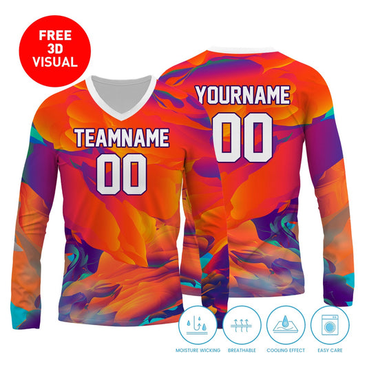 150GSM Mesh Jersey Long Sleeve Jersey V- neck (Full Dye Sublimation)#500004